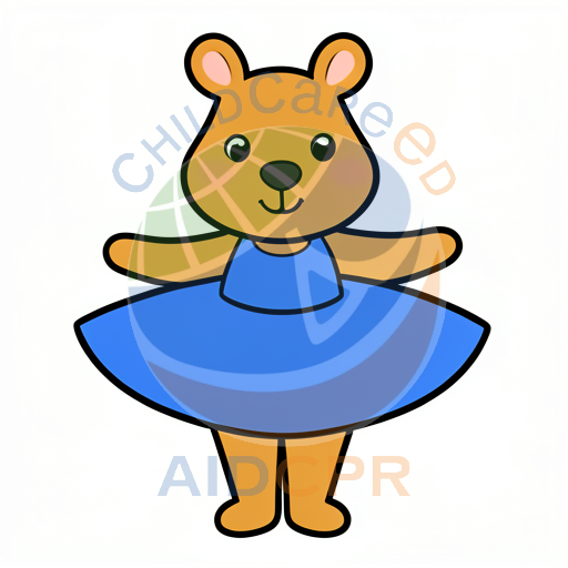 Cute bear dancing in blue tutu