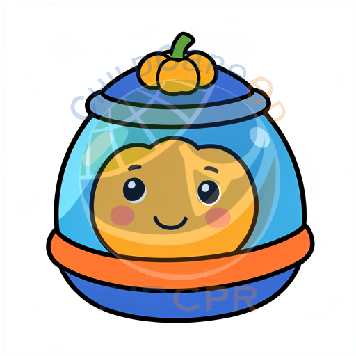 Cute pumpkin inside a blue jar