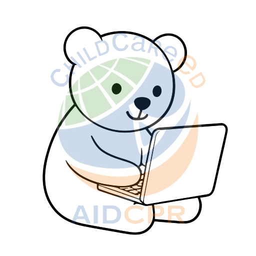 Cute bear using blue laptop computer coloring page