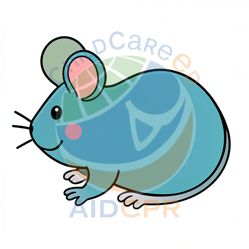 Cute blue mouse with pink cheeks