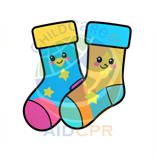 Two smiling star socks with colorful patterns