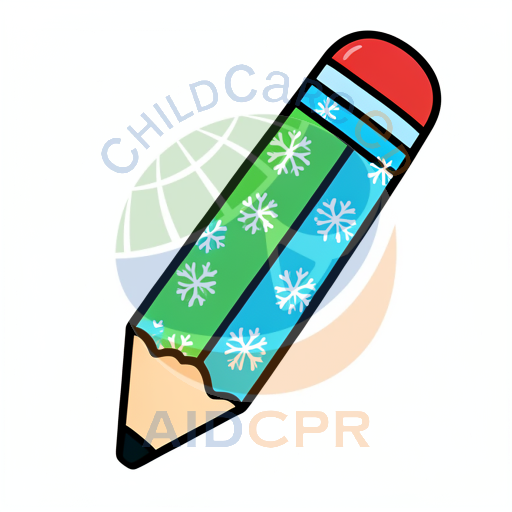 Colorful pencil with snowflake pattern