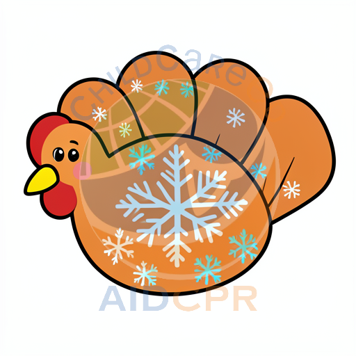 Happy turkey with snowflake pattern
