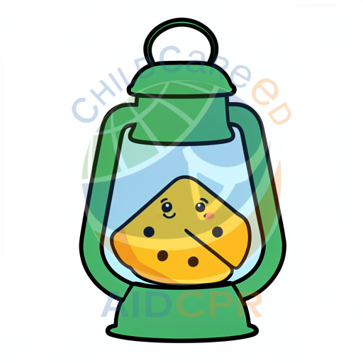 Cute lantern with smiling cheese inside