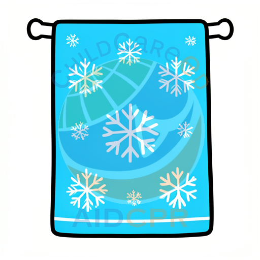 Blue towel with white snowflake pattern