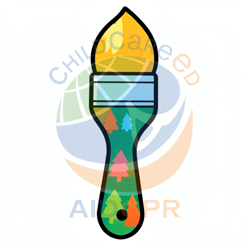 Paintbrush with colorful tree pattern