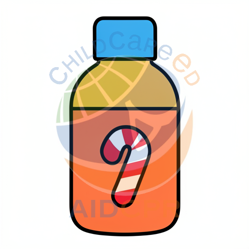 Orange bottle with candy cane design
