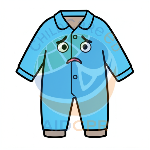 Blue pajamas with a grumpy face expression