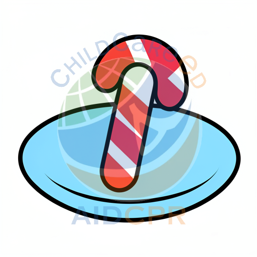 Candy cane on blue plate