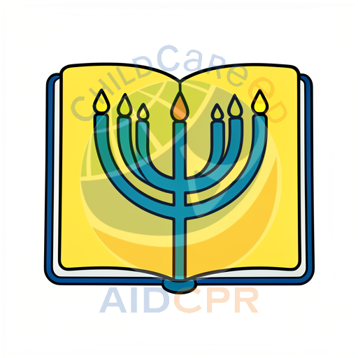 Open book with menorah inside