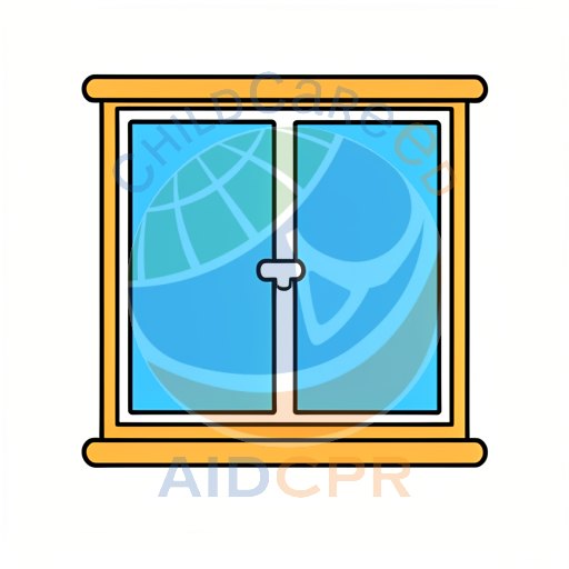 Blue double window with white handle