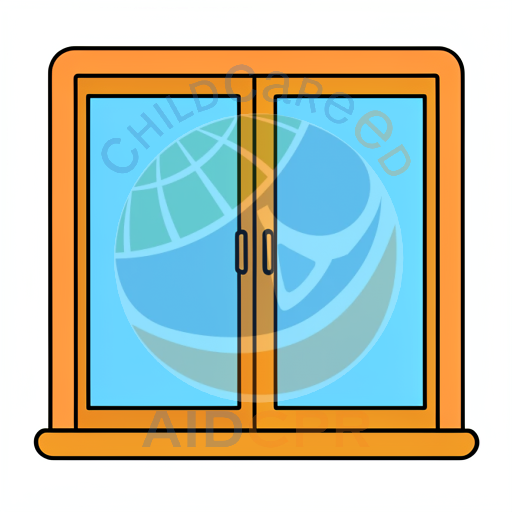 Two-panel window with light blue panes