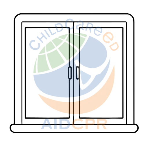 Two-panel window with light blue panes coloring page