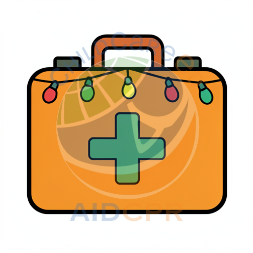 First aid kit decorated with string lights