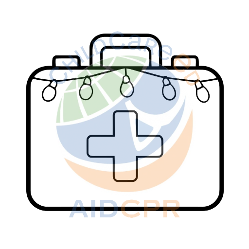 First aid kit decorated with string lights coloring page