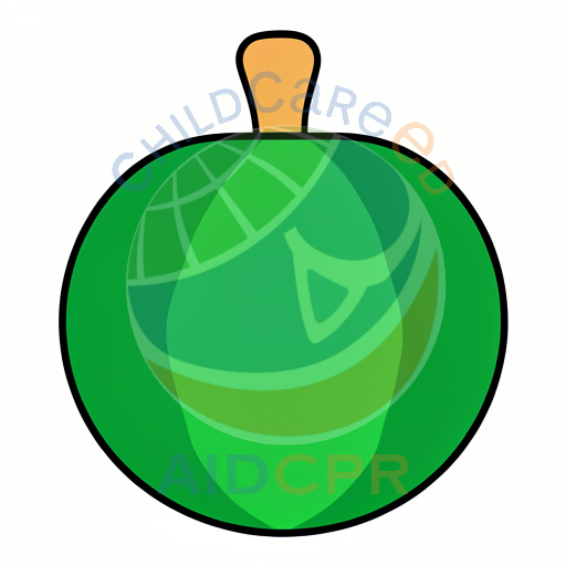 Green apple with orange stem