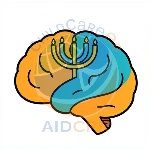 Brain with menorah symbolizing learning