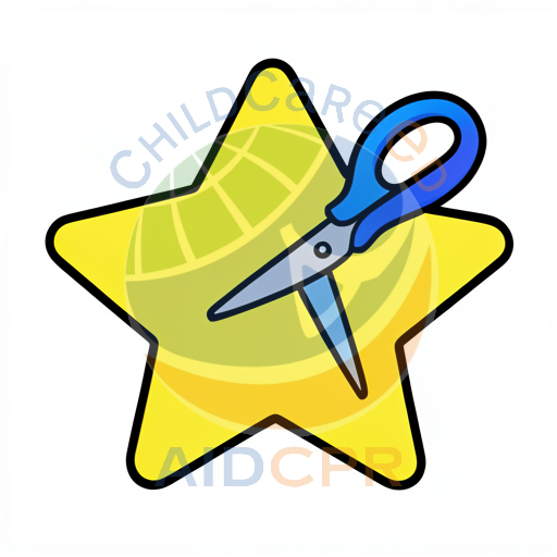Scissors cutting a yellow star shape
