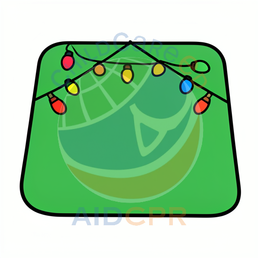 Colorful string lights on green background