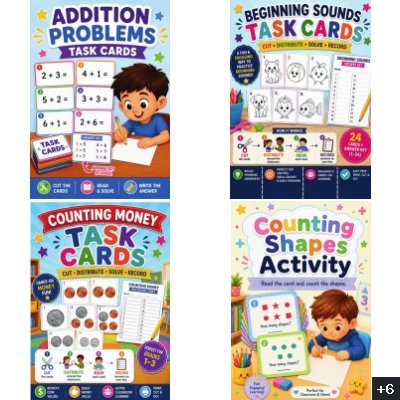 Math and Literacy Task Cards Bundle | 10 Preschool&ndash;2nd Grade Activities