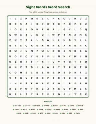 Word Search - Sight words