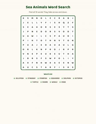 Word Search - Ocean Animals