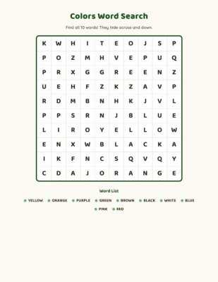Word Search - Colors