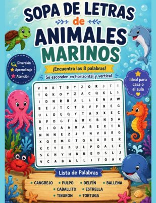 Sopa de Letras de Animales Marinos