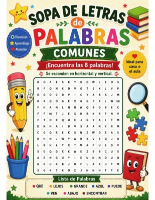 Sopa de Letras de Palabras Comunes