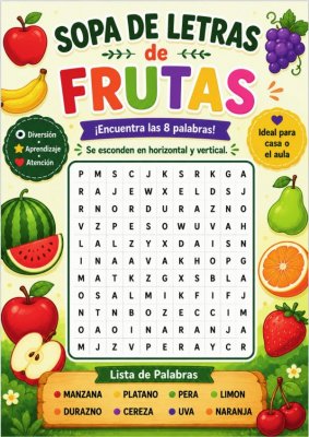 Sopa de Letras de Frutas