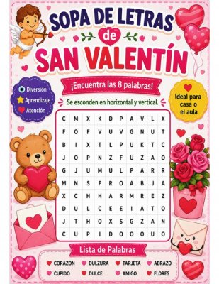 Sopa de Letras de San Valent&iacute;n
