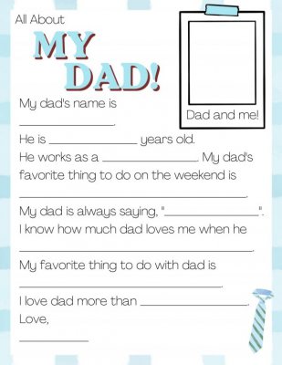 All About My Dad Worksheet