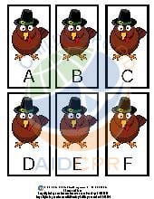 Turkey Letter Flashcards. All Ages. Literacy.