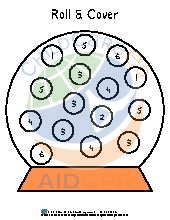 Snowglobe Roll & Cover Activity. Preschool. Math.