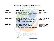 Sample Weekly Menu (Birth to Five)