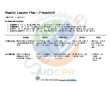 Sample Weekly Lesson Plan Preschool