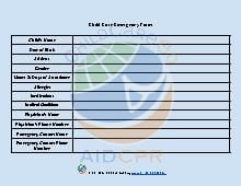 Child Care Emergency Form (Birth to Five)