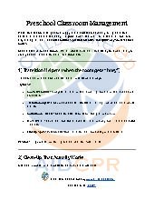 Preschool Classroom Management