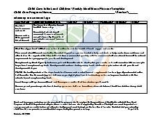 Child Care Infant and Children Weekly Meal/Menu Planner Template