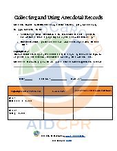 Collecting and Using Anecdotal Records