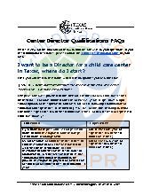Texas: Center Director Qualifications FAQs