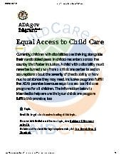 Equal Access to Child Care Under the Americans with Disabilities Act