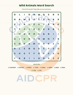 Word Search - Wild Animals