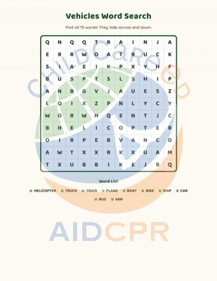 Word Search - Vehicles 