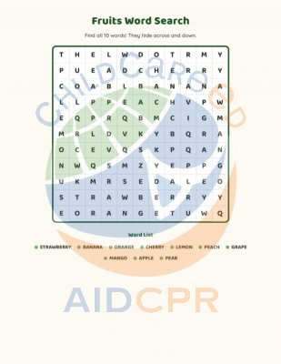 Word Search - Fruits