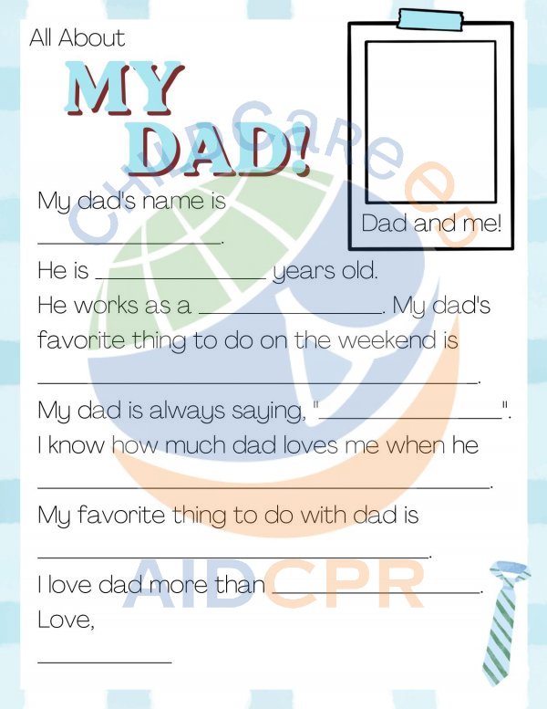 All About My Dad Worksheet
