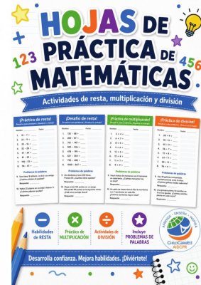 Hojas de Pr&aacute;ctica de Matem&aacute;ticas: Resta, Multiplicaci&oacute;n y Divisi&oacute;n