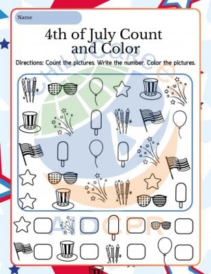 4th of July Count and Color
