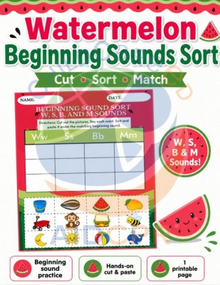 Watermelon Beginning Sounds Sort