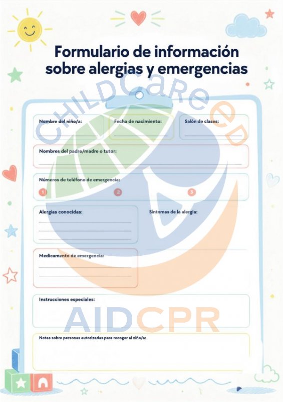 Formulario de Informaci&oacute;n sobre Alergias y Emergencias